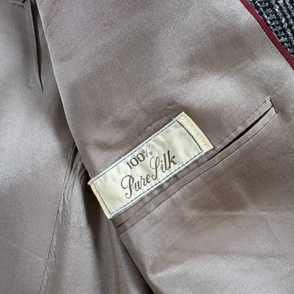 Vintage Bill Blass Brown‎ Tweed Sports Coat Mens 100% Silk Single Breasted